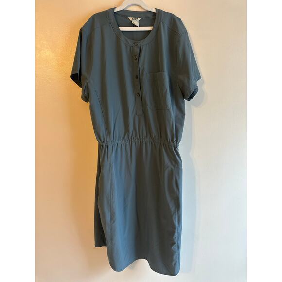 Duluth Trading Womens Nine to Fine Casual Cooling Stretch Grey Blue Dress Large - Picture 1 of 7